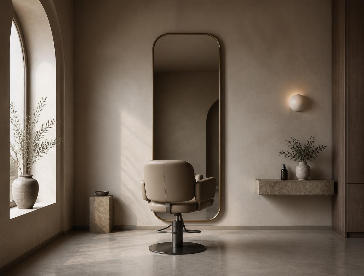 The calm, minimal interior of the Ilkeston hair studio